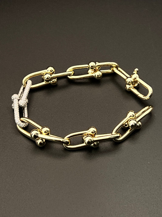 Fancy Women's Bracelet CZ 10K Gold